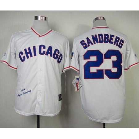 Mitchell And Ness 1988 Cubs #23 Ryne Sandberg White Throwback Stitched MLB Jersey