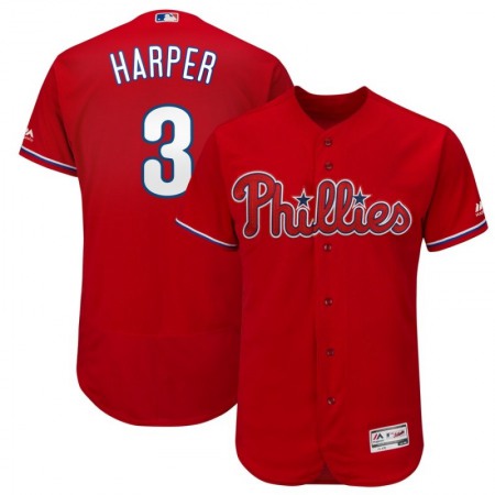 Men's Philadelphia Phillies #3 Bryce Harper Red Flex Base Stitched MLB Jersey
