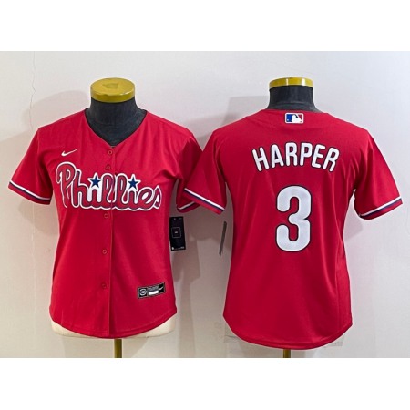 Youth Philadelphia Phillies #3 Bryce Harper Red Cool Base Stitched Baseball Jersey Youth Philadelphia Phillies #3 Bryce Harper Red Cool Base Stitched Baseball Jersey