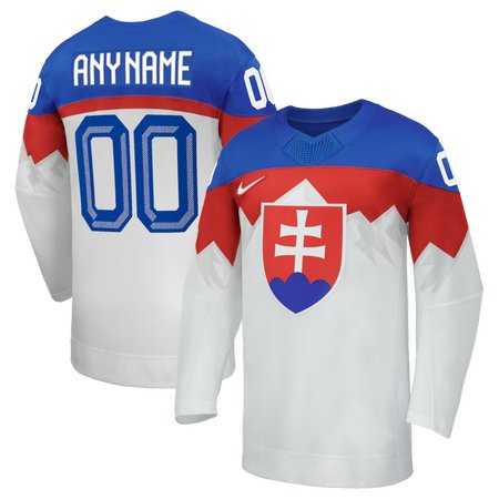 Men's Slovakia Hockey Custom White 2026 Away Replica Jersey