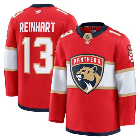 Men's Florida Panthers #13 Sam Reinhart Red Premium Authentic Home Jersey