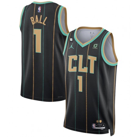 Men's Charlotte Hornets #1 LaMelo Ball Black 2022/23 City Edition No.6 Patch Stitched Basketball Jersey Men's Charlotte Hornets #1 LaMelo Ball Black 2022/23 City Edition No.6 Patch Stitched Basketball Jersey