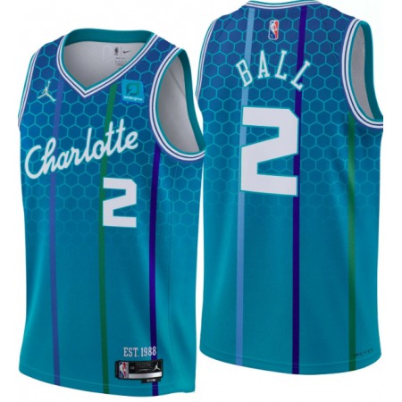 Men's Charlotte Hornets #2 LaMelo Ball Blue 2021/2012 City Edition Stitched Jersey Men's Charlotte Hornets #2 LaMelo Ball Blue 2021/2012 City Edition Stitched Jersey