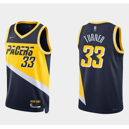 Men's Indiana Pacers #33 Myles Turner 2021/22 Navy City Edition 75th Anniversary Stitched Basketball Jersey Men's Indiana Pacers #33 Myles Turner 2021/22 Navy City Edition 75th Anniversary Stitched Basketball Jersey
