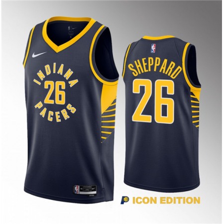 Men's Indiana Pacers #26 Ben Sheppard Navy 2023 Draft Icon Edition Stitched Basketball Jersey Men's Indiana Pacers #26 Ben Sheppard Navy 2023 Draft Icon Edition Stitched Basketball Jersey