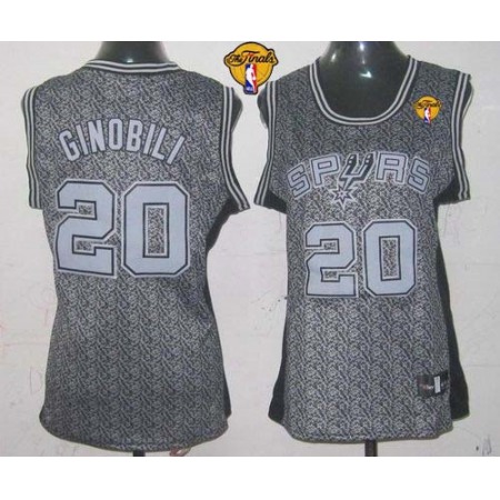 Spurs #20 Manu Ginobili Grey With Finals Patch Women's Static Fashion Stitched NBA Jersey