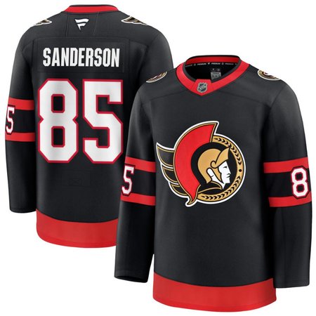 Men's Ottawa Senators #85 Jake Sanderson Black Home Premium Player Jersey