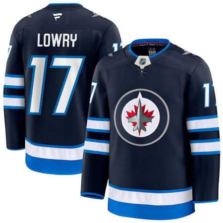 Men's Winnipeg Jets #17 Adam Lowry Navy Home Premium Jersey