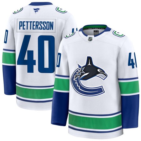 Men's Vancouver Canucks #40 Elias Pettersson White Away Premium Jersey