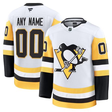 Men's Pittsburgh Penguins White Away Premium Custom Jersey