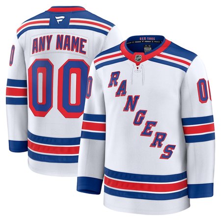 Men's New York Rangers White Away Premium Custom Jersey