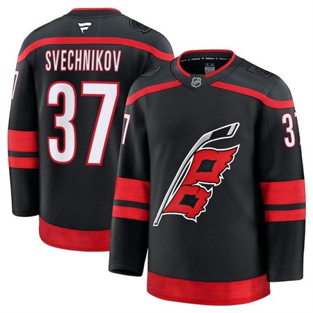 Men's Carolina Hurricanes #37 Andrei Svechnikov Black 2024-25 Home Stitched Hockey Premium Jersey