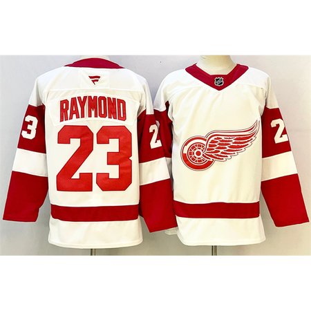 Men's Detroit Red Wings #23 Lucas Raymond White 2024-25 Stitched Premium Jersey