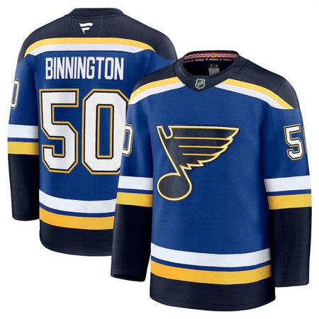 Men's St. Louis Blues #50 Jordan Binnington Blue 2024-25 Home Stitched Hockey Premium Jersey