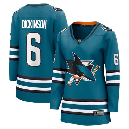 Women's San Jose Sharks #6 Sam Dickinson Teal Home Jersey