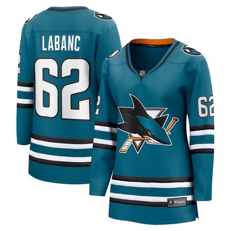 Women's San Jose Sharks #62 Kevin Labanc Teal Home Player Jersey