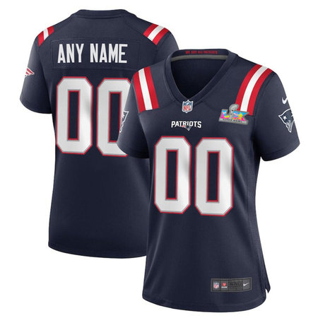 Women's New England Patriots Custom Navy Super Bowl LX Stitched Game Jersey