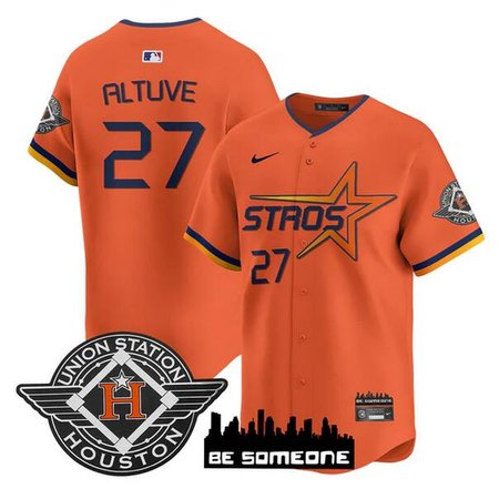 Men's Houston Astros #27 Jose Altuve Orange 2025 City Connect Limited Stitched Baseball Jersey