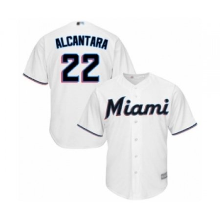 Youth Miami Marlins #22 Sandy Alcantara Authentic White Home Cool Base Baseball Jersey