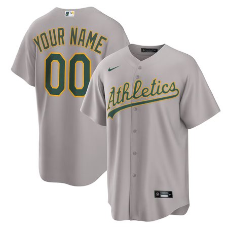 Men's Oakland Athletics Nike Gray Away Custom Replica 2.0 Jersey