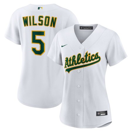 Women's Oakland Athletics #5 Jacob Wilson Nike White Home Replica Jersey