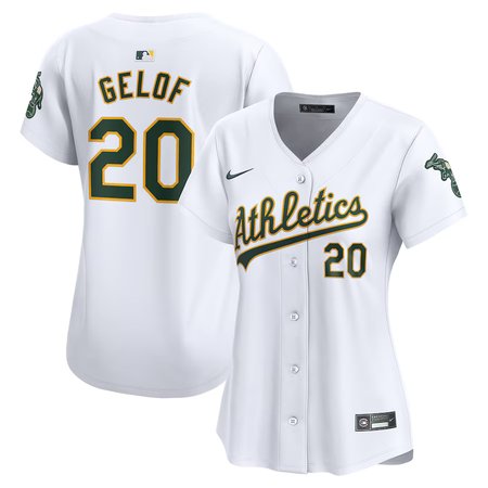 Women's Oakland Athletics #20 Zack Gelof Nike White Home Limited Player Jersey