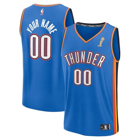 Youth Oklahoma City Thunder Fanatics Blue 2025 NBA Finals Champions Fast Break Replica Custom Icon Edition Jersey