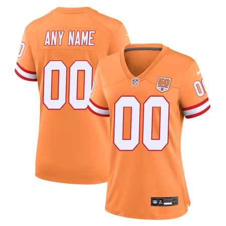 Women's '76 Tampa Bay Buccaneers Custom Orange White 50th Season Game Jersey