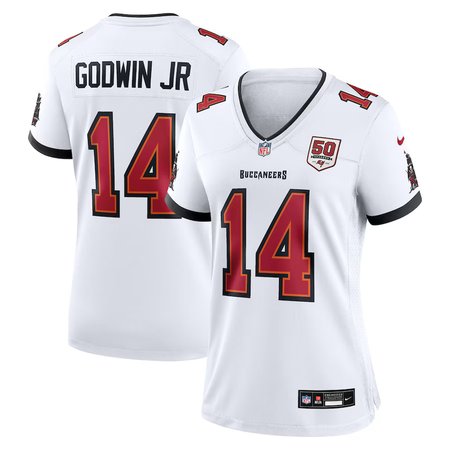 Women's Tampa Bay Buccaneers #14 Chris Godwin Jr. White 50th Season White Game Jersey