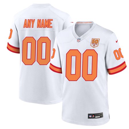Youth '76 Tampa Bay Buccaneers Custom White White 50th Season Game Jersey