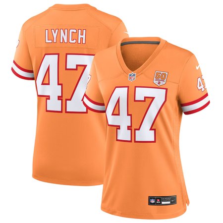Women's Tampa Bay Buccaneers #47 John Lynch Creamsicle 50th Season Game Jersey