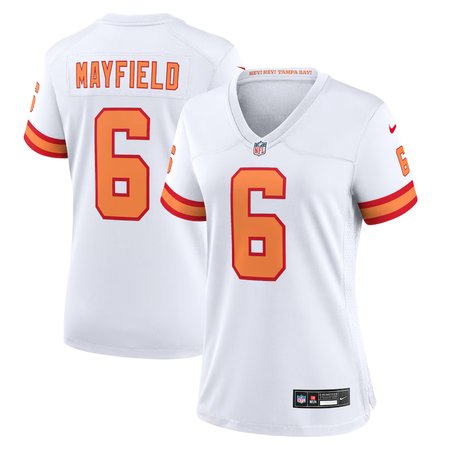 Women's '76 Tampa Bay Buccaneers #6 Baker Mayfield White Player Game Jersey