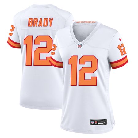 Women's '76 Tampa Bay Buccaneers #12 Tom Brady White Player Game Jersey