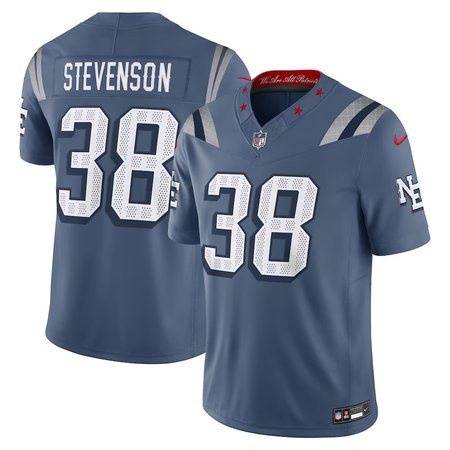 Men's New England Patriots #38 Rhamondre Stevenson Blue Rivalries Collection F.U.S.E. Vapor Limited Stitched Jersey