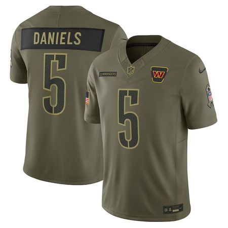 Men's Washington Commanders #5 Jayden Daniels Nike Olive 2025 Salute to Service Limited Jersey