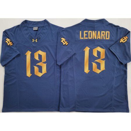 Men's Notre Dame Fighting Irish #13 Riley Leonard Blue Stitched Jersey