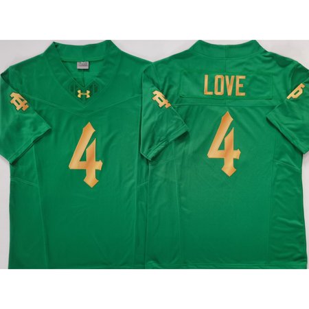 Men's Notre Dame Fighting Irish #4 Jeremiyah Love Green Stitched Jersey