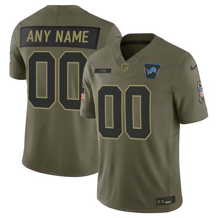 Youth's Detroit Lions Custom Nike Olive 2025 Salute to Service Retired Limited Jersey