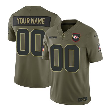 Men's Kansas City Chiefs Custom Nike Olive 2025 Salute to Service Retired Limited Jersey