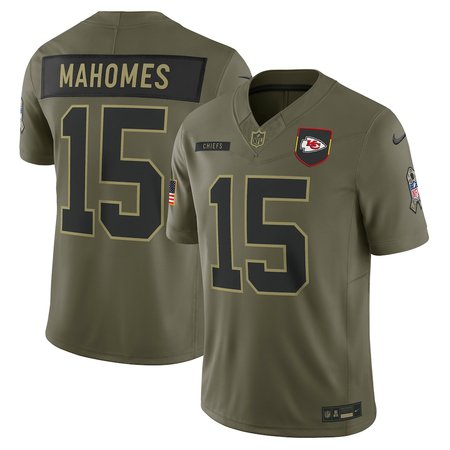 Youth's Kansas City Chiefs #15 Patrick Mahomes Nike Olive 2025 Salute to Service Retired Limited Jersey