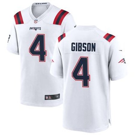 Men's New England Patriots #4 Antonio Gibson Nike White Game Jersey