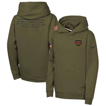 Youth Washington Commanders Olive 2025 Salute to Service Club Fleece Hoodie