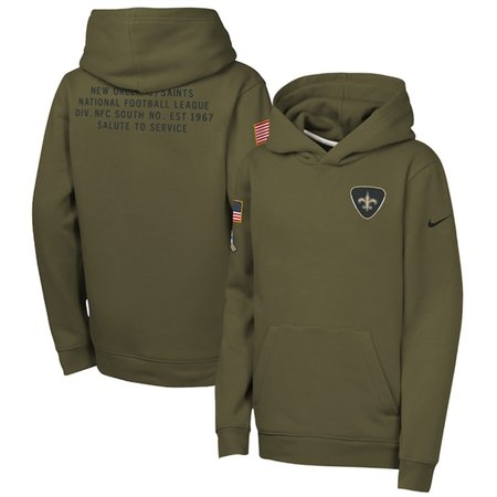 Youth New Orleans Saints Olive 2025 Salute to Service Club Fleece Hoodie