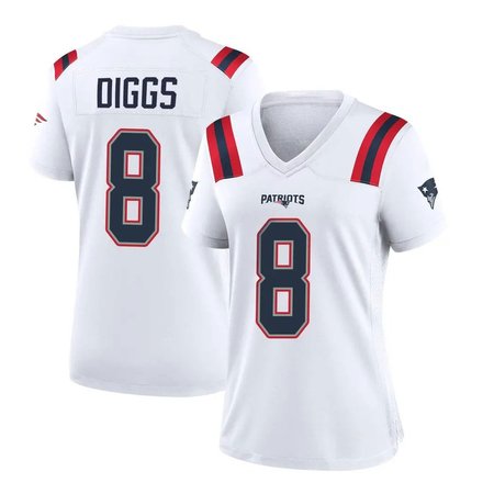 Women's New England Patriots #8 Stefon Diggs Nike White Game Jersey