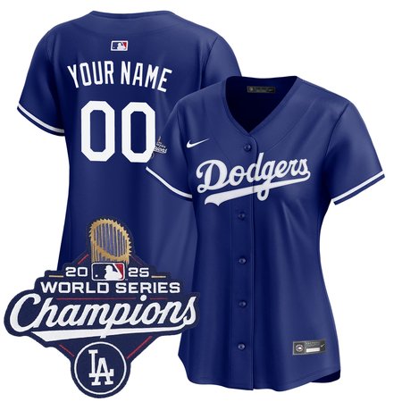 Women's Los Angeles Dodgers Custom Nike Royal 2025 World Series Champions Home Replica Jersey