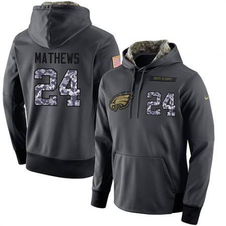 NFL Men's Philadelphia Eagles #24 Ryan Mathews Stitched Black Anthracite Salute to Service Player Performance Hoodie