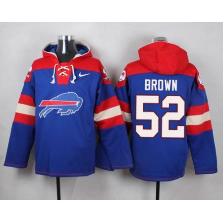 Bills #52 Preston Brown Royal Blue Player Pullover NFL Hoodie