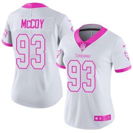 Buccaneers #93 Gerald McCoy White/Pink Women's Stitched NFL Limited Rush Fashion Jersey