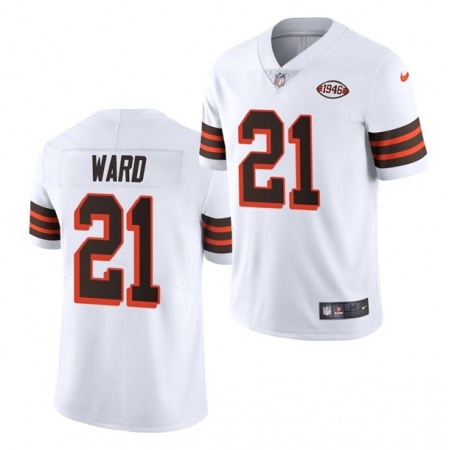 Men's Cleveland Browns #21 Denzel Ward White 1946 Collection Vapor Stitched Football Jersey Men's Cleveland Browns #21 Denzel Ward White 1946 Collection Vapor Stitched Football Jersey