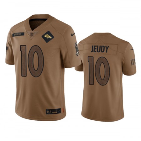 Men's Denver Broncos #10 Jerry Jeudy 2023 Brown Salute To Service Limited Stitched Football Jersey Men's Denver Broncos #10 Jerry Jeudy 2023 Brown Salute To Service Limited Stitched Football Jersey